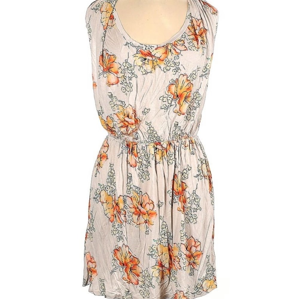 NWT Free People cream sleeveless dress w/ orange florals, women's size large